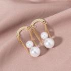 Faux Pearl Chain Alloy Dangle Earring 1 Pair - Era153-01 - Gold - One Size