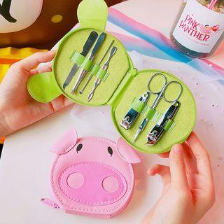 Manicure Set With Frog / Pig Pouch