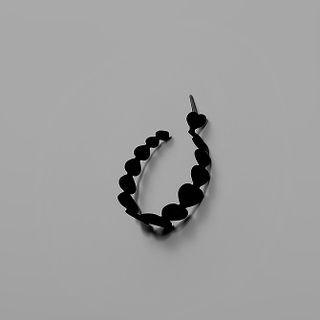 Heart Half-hoop Earring 1 Pc - Black - One Size