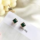 Square Rhinestone Earring 1 Pair - Green & Gold - One Size