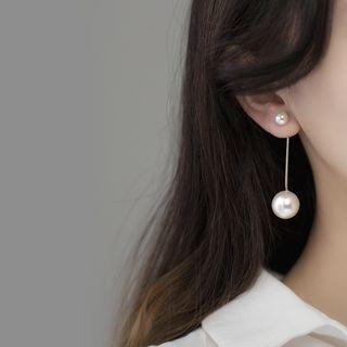 Sterling Silver Faux Pearl Drop Earring 1 Pair - White Pearl - Silver - One Size
