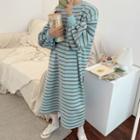Striped Fleece-lined Long Pullover Dress