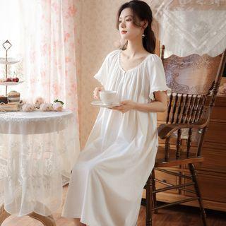 Short-sleeve Midi A-line Sleep Dress