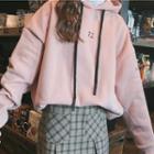 Embroidered Hoodie Pink - One Size