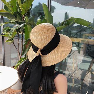 Ribbon Straw Sun Hat Herbal - One Size