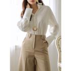 Wide-cuff Loose-fit Silky Shirt