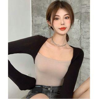 Plain Camisole Top / Long-sleeve Shrug / Set