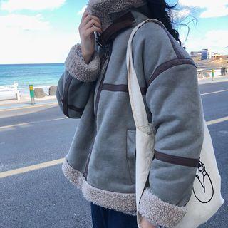 Contrast Trim Fleece Panel Jacket