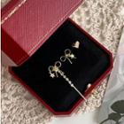 Set Of 3: Non-matching Alloy Bow / Heart Earring