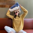 Drop-shoulder Mock-neck Knit Sweater