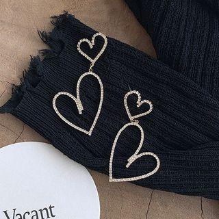 Rhinestone Heart Dangle Earring As Shown In Figure - One Pair