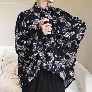 Leaf Print Oversized Shirt