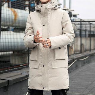 Hooded Padded Zip Long Jacket