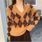 Argyle Sweater Brown - One Size