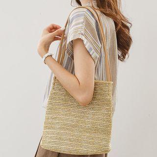 Pleather-strap Bucket Bag