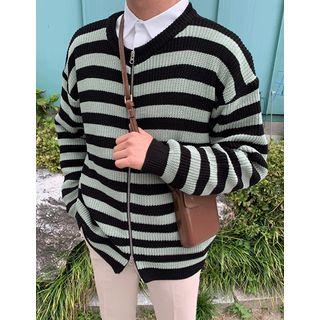 Stripe Zip-up Cardigan