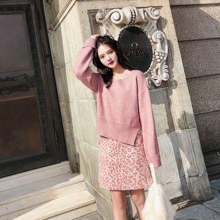 V-neck Knit Top Pink - One Size