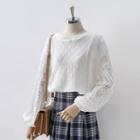Floral Crochet Sweater White - One Size