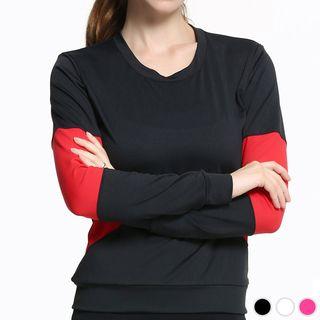 Long-sleeve Color Block Sport T-shirt