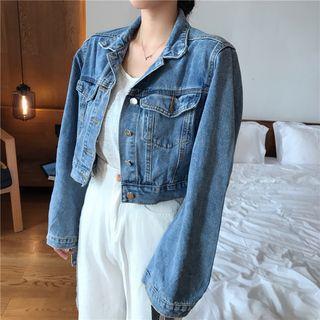Tie-cuff Cropped Denim Jacket