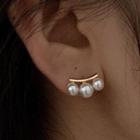 Bead Drop Sterling Silver Ear Stud 1 Pair - 925 Silver - Earring - Gold - One Size