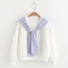 Mock Two-piece Plaid Panel Sweatshirt Fleece Lining - White - One Size