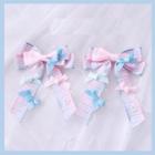 Set Of 2: Bow Hair Clip Blue & Pink - One Size