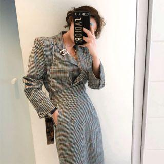 Covered-button Glen-plaid Blazer