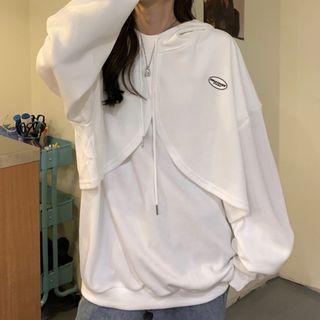 Set: Elbow-sleeve T-shirt + Logo Cropped Hoodie