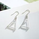 925 Sterling Silver Rhinestone Triangle Dangle Earring Earring - Hollow Triangle - One Size