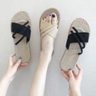 Faux Suede Crossover Strap Sandals