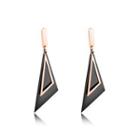 Fashion Temperament Plated Rose Gold Black Geometric Triangle 316l Stainless Steel Earrings Rose Gold - One Size