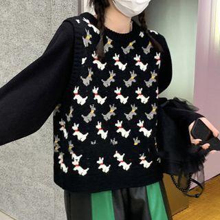 Dog Print Sweater Vest / Sweater