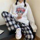 Plaid Straight Leg Loose-fit Pants