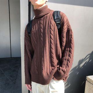 Turtleneck Oversized Cable Knit Sweater