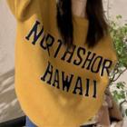 Round Neck Lettering Sweater Yellow - One Size