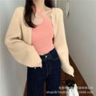 Knit Camisole Top / Puff-sleeve Cardigan