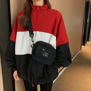 Color Block Zip Jacket / Zip Placket Sweatshirt