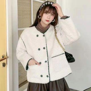 Long-sleeve Double Buttoned Woolen Jacket