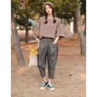 Cropped M Lange Baggy Pants Charcoal Gray - One Size