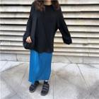 Long Sleeve Tee / Pleated Midi Skirt