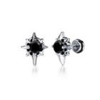 Fashion Punk Cross Black Cubic Zirconia 316l Stainless Steel Stud Earrings Silver - One Size