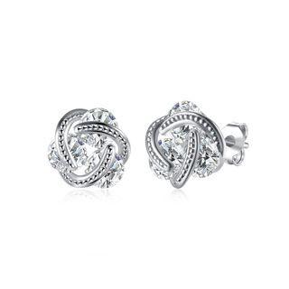 Fashion And Elegant Spherical Cubic Zircon Stud Earrings Silver - One Size