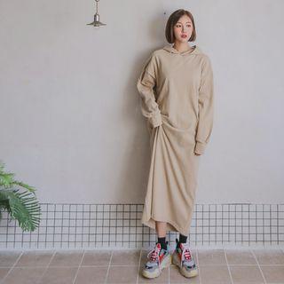 Hooded Long Pullover Dress With Sash