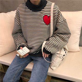 Embroidered Striped Sheath Sweatshirt