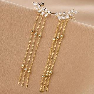 Fringed Ear Stud 1 Pair - Qr-378 - Gold - One Size
