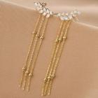 Fringed Ear Stud 1 Pair - Qr-378 - Gold - One Size