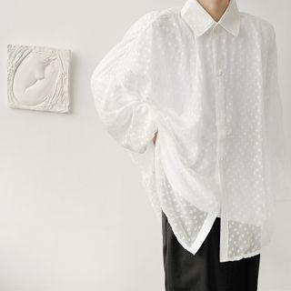 Dots Sheer Long-sleeve Shirt