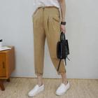 Pintuck-detail Straight-cut Chino Pants