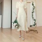 [the Marriage] Puff-sleeve Long Flare Dress
